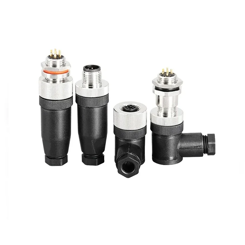 M12 sensor connector 4pin 5pin M12-8 waterproof male&female plug screw threaded coupling A Code sensor connectors