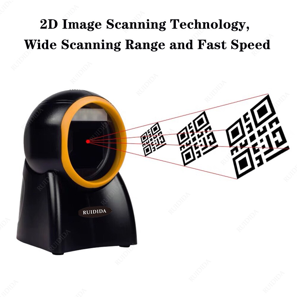 Wired Barcode Reader 1d 2d Scanner Usb Qr Code Reader Desktop Handsfree Automatische Scanner Omnidirectionele Voor Supermarkt Winkel