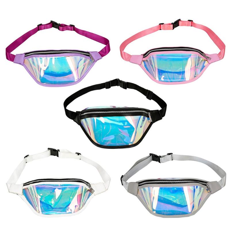 PVC Olografico del Pacchetto di fanny laser Marsupi Delle Donne di Spalla della Chiusura Lampo Borse Breve Viaggio Messaggeri Borsa Petto