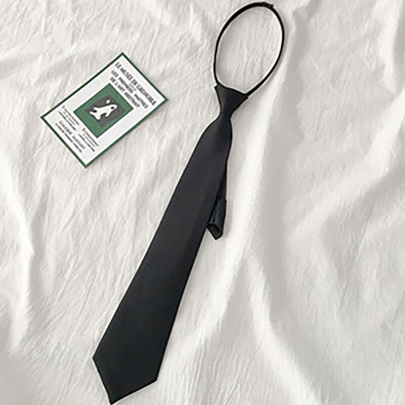 Black Neck Ties for Student Solid Silky Men Women Ties Japanese Style Necktie Slim Men Ties School Uniform Accessories