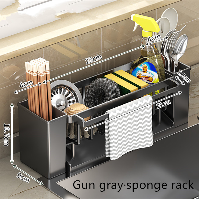 Lappen Gestell Schwamm Gestell Abfluss Gestell Wischen Gestell Arbeitsplatte Waschbecken Küche Gestell Organizer Schwamm Abtropffläche Küche Küche Lagerung Gestell: Grau