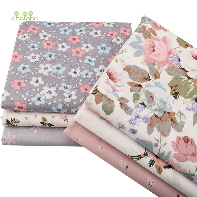 Chainho,6 Stks/partij Bloemen Serie Twill Katoen Stof, Patchwork Doek, diy Naaien Quilten Fat Quarters Materiaal Voor Baby & Kind