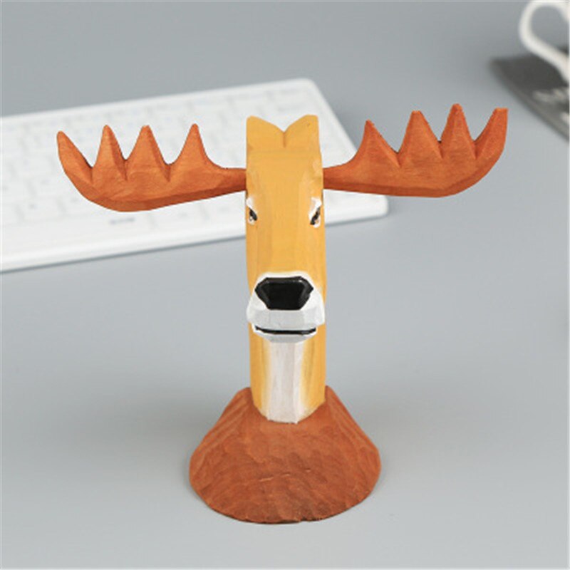 Massief houten brilmontuur, gesneden displayrek, dier, massief houten sieraden, retro, giraffe, alpaca, ornamenten