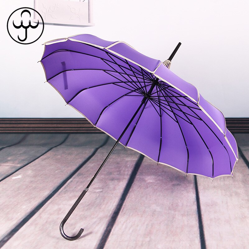 Pagode paraply single point indpakket lang skaft prinsesse solskærm frisk fotografering retro solrig paraply: Lilla