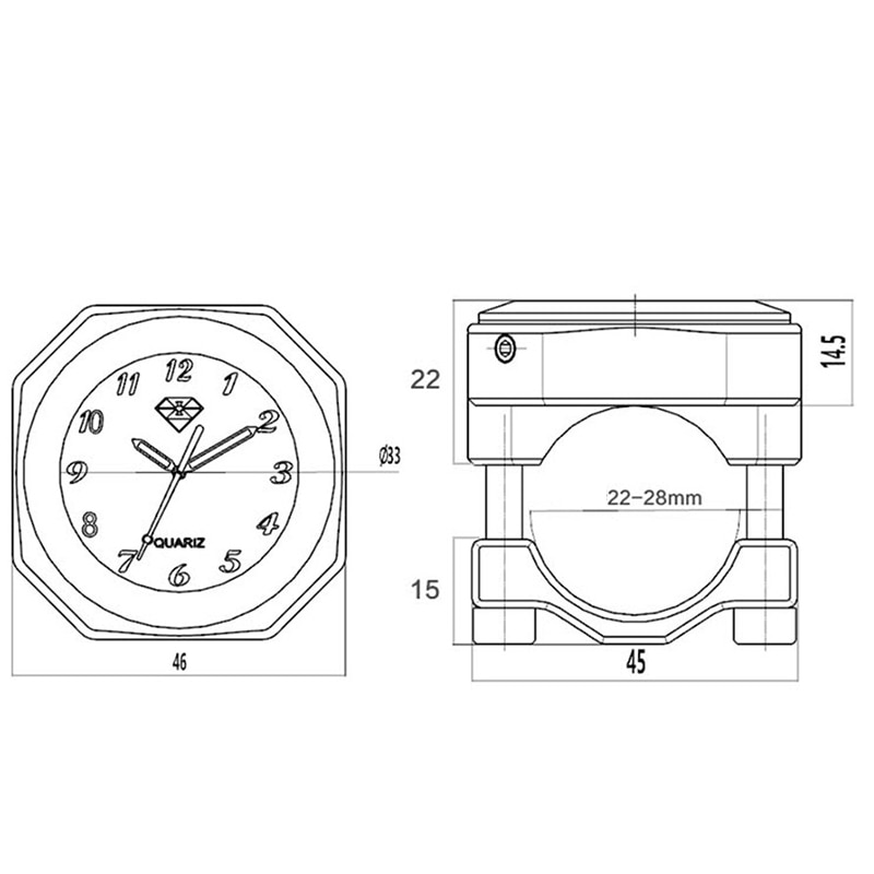 Universele Waterdichte 7/8 Motorcycle Fietsstuur Mount Klok Horloge Lichtgevende Klok Legering Gauge Cool Styling