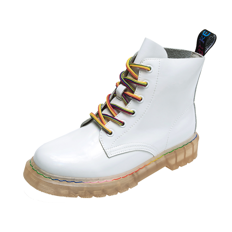Zwart witte veterschoenen oxford dames platte schoenen herfst winter: Ivoor / 8