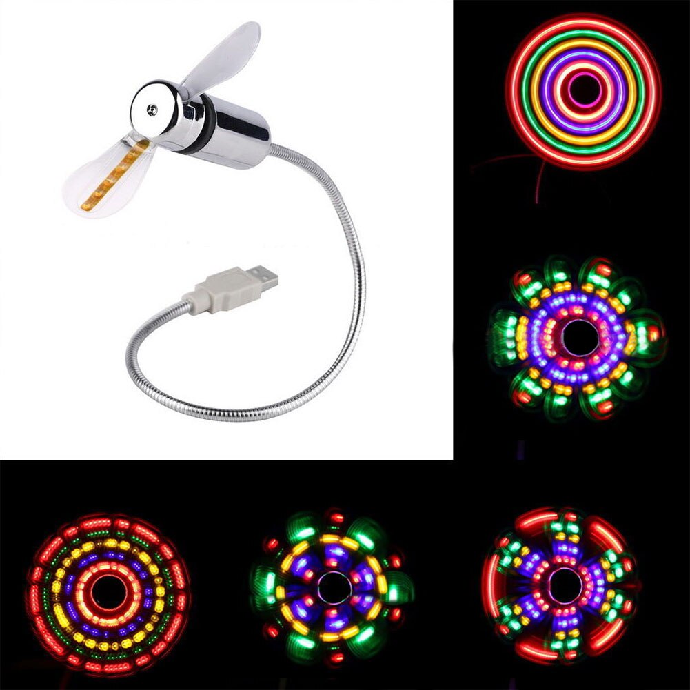 Durable AdjustableB Gadget Mini Flexible Metal Neck LEDB Fan Desktop Cool Gadget Colorful PC Lamp/Notebook Light