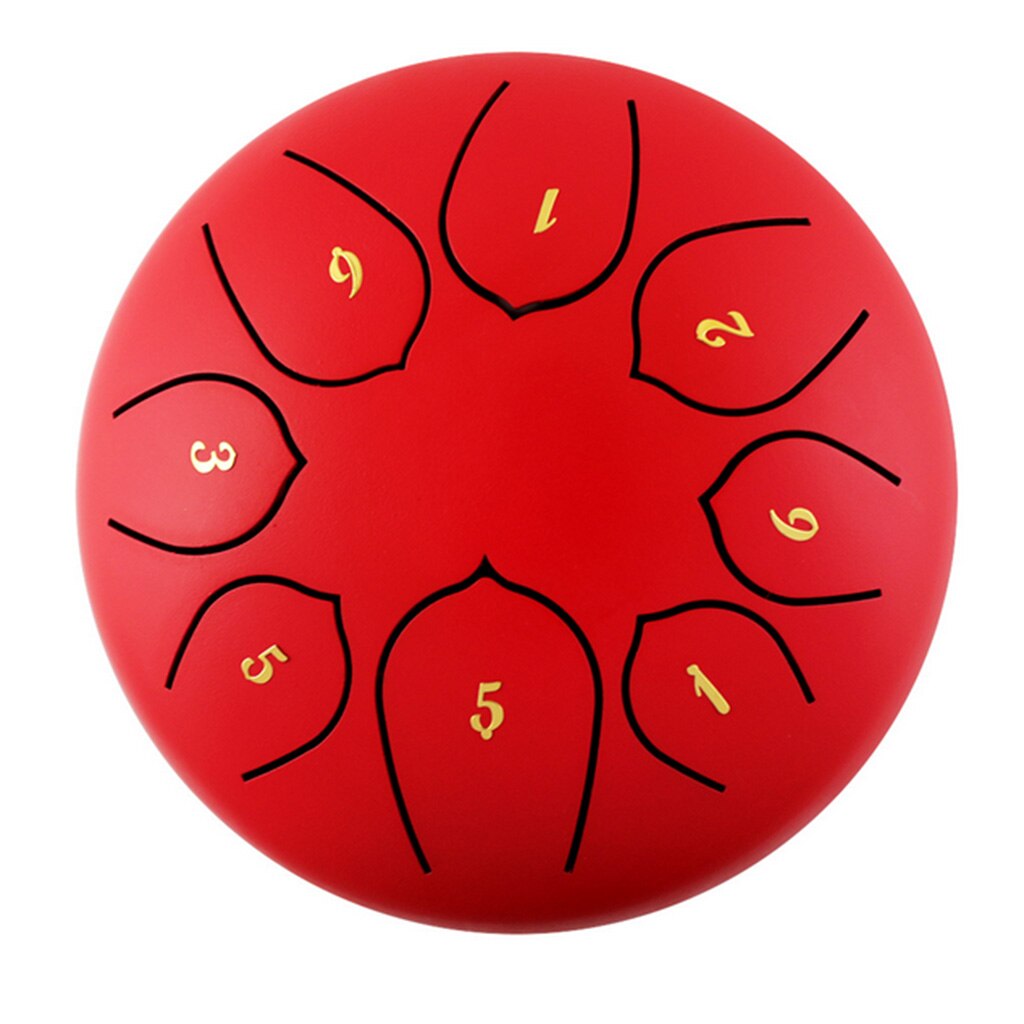 6" Alloy Steel Tongue Drum 8 Notes Tank Drum Instrument w/ Bag Mallets: Red