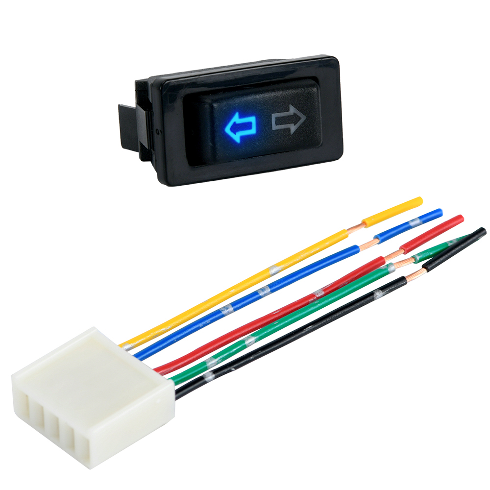 Universal- Auto Auto Fensterheber Schalter Hebe Schalter 5 Stift DC 12 V 20A Blau/verrotten Licht Farbe Und kabelbaum: Grün
