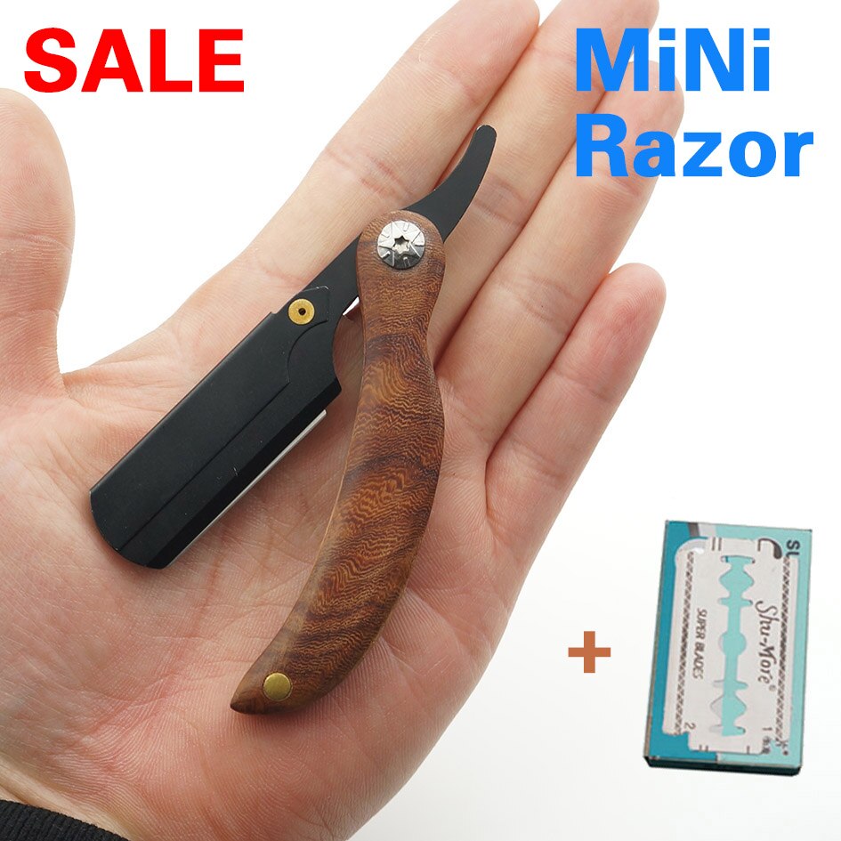 Redwood handtag mini rakhyvel, personlighet palm rakhyvel herrhyvlar kolstål ansikte manligt hår klippt tonsure drgskl 7108: Blad