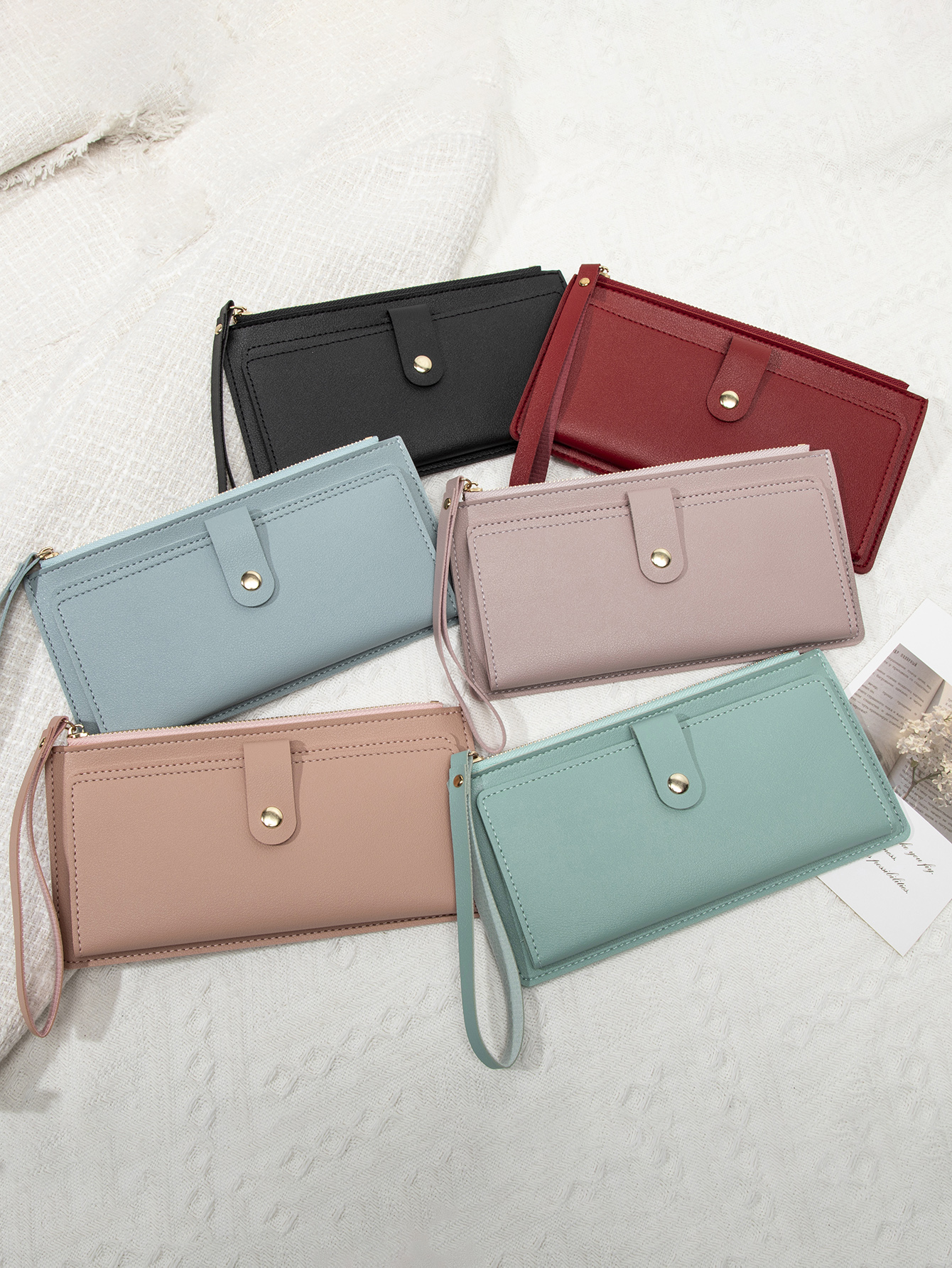 Ultra thin mini PU leather coin purse simple women's long card bag multifunctional handheld credit card holder women's wallet