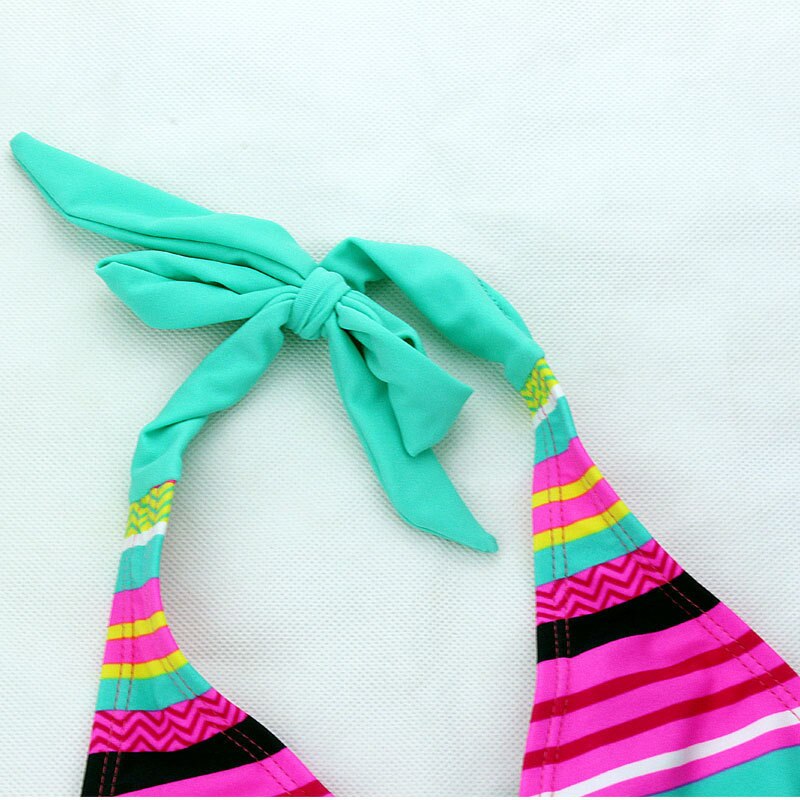 Summer girls Close-fitting elastic stripe swimsuit girls split Two-pieces Swimwear, children stripe bikini