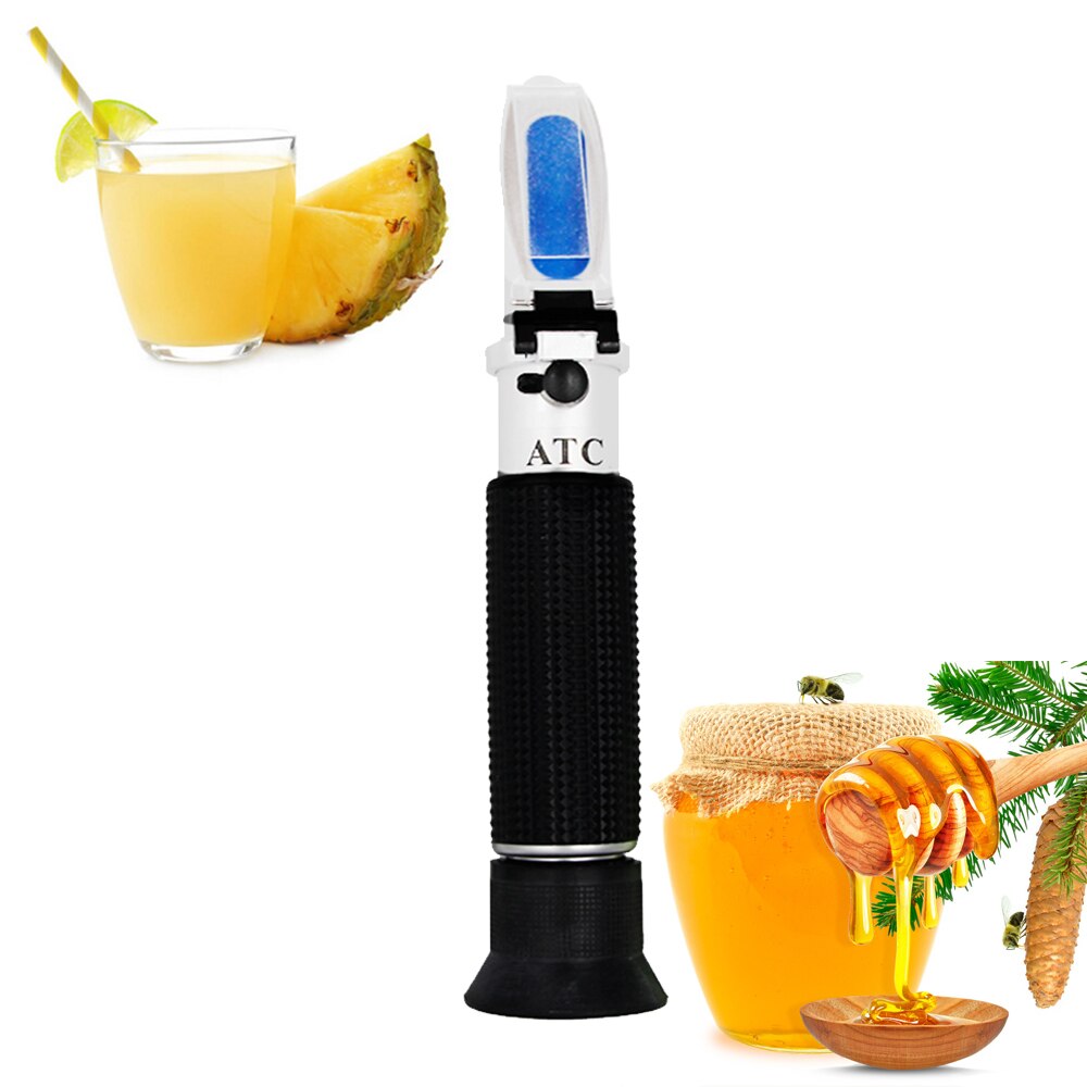 RHB-90ATC Brix Refractometer Brix/Be'/Water 3 in 1 Honey Refractometer Hand Held 58~90% Sugar Content Tester for Fruit Juice