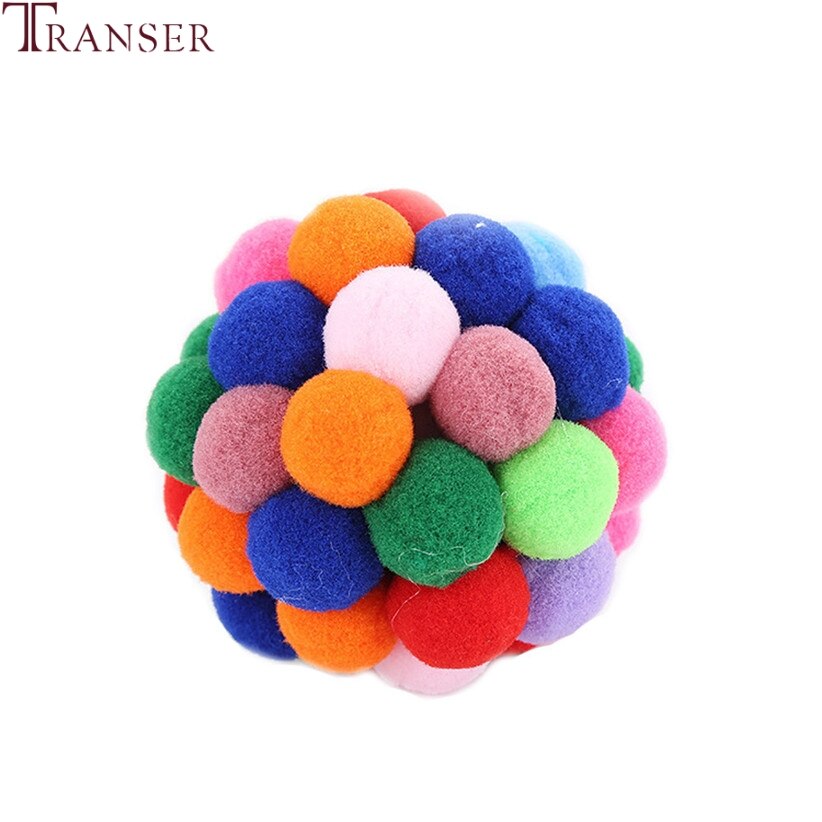 Cat Toy Colorful Handmade Bouncy Ball Built-In Catnip Kitty Interactive Toys with Bells 80913