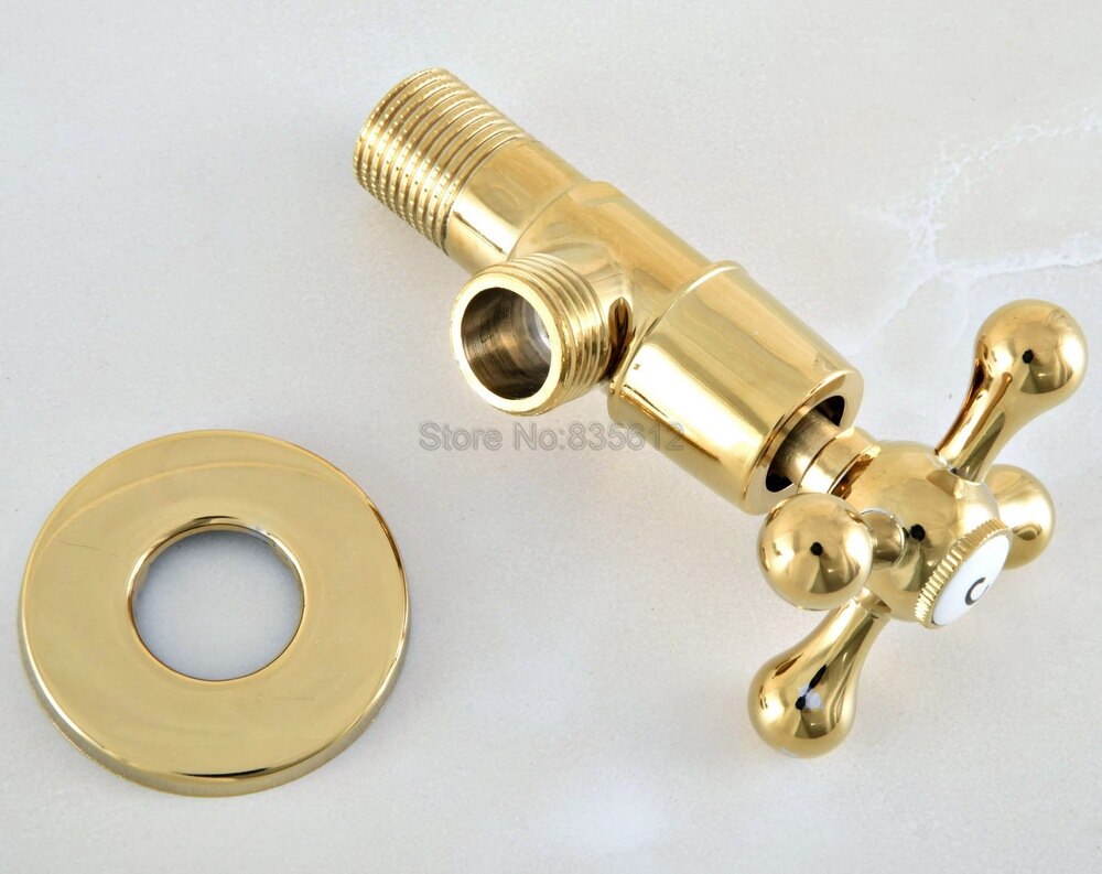 Válvula de tope de ángulo de latón para baño, accesorio de Color dorado de 1/2 "macho x 1/2" macho, con acabado dorado, tav013