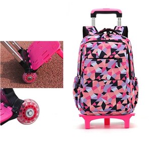 Sac à dos d'enfants sur des sacs d'école de roues avec 2/6 roues sacs d'école détachables de chariot pour le sac imperméable de livre d'enfants de garçons de filles: 2 wheels black
