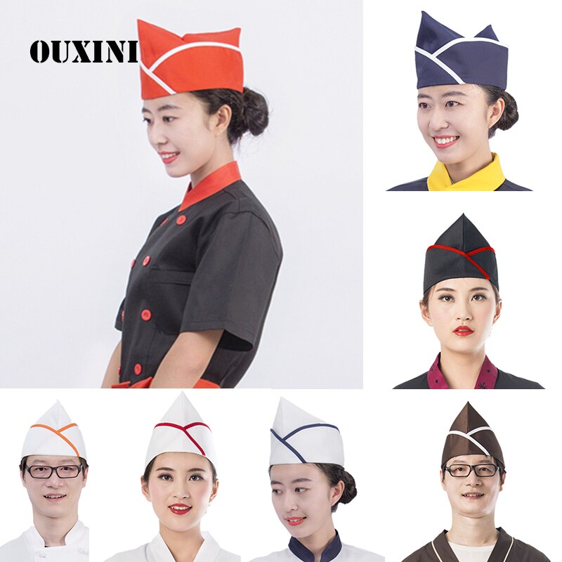 Casquette de chef japonais, chapeau de chef de bateau, restaurant sushi, blanc, gaze de cuisson, nourriture, chapeau de travail pour hommes et femmes, chapeau de cuisinier respirant
