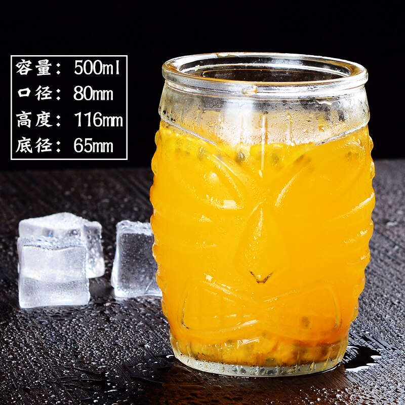 Vaso de cóctel tiki de importación, caras de vidrio, taza de jugo de fruta, taza con de personalidad: 1pcs500ml
