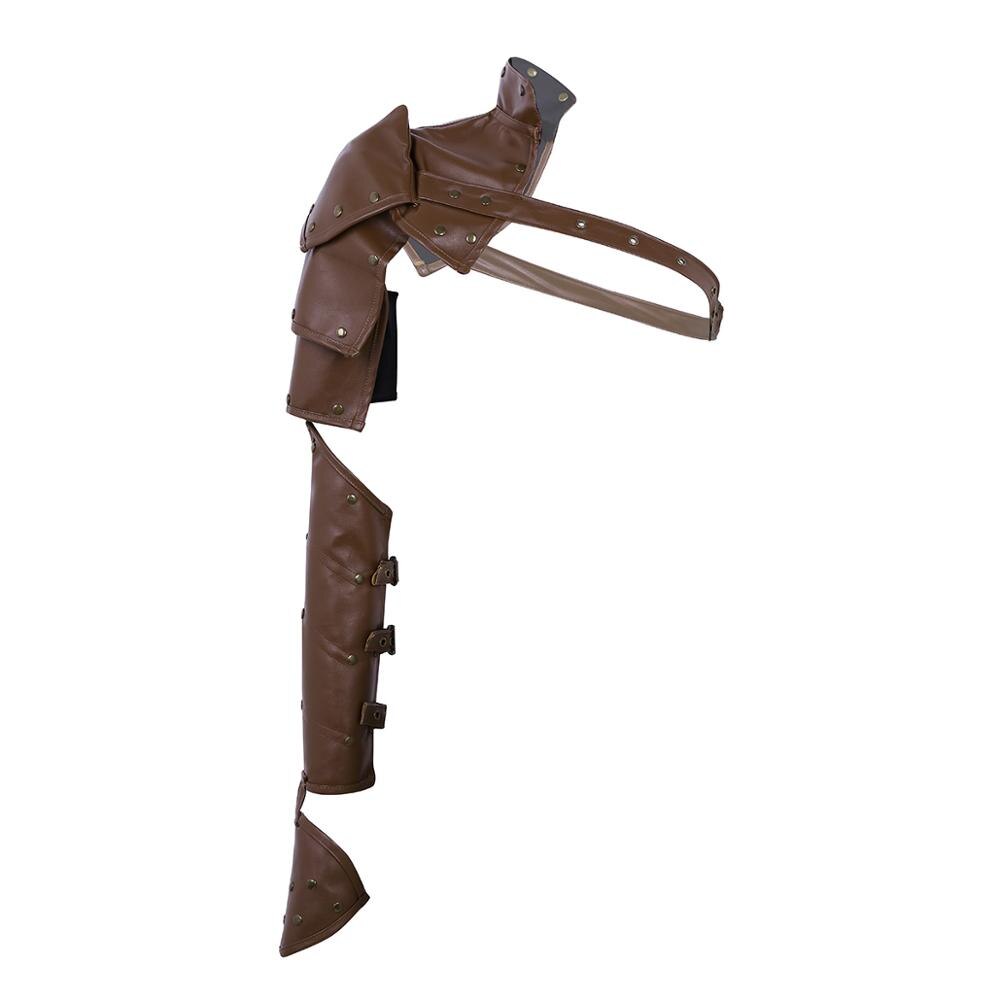 Unisex gotisk steampunk pu enkelt skulder rustninger armrem sæt justerbare metal nitter skulderrem cosplay kostume tilbehør: Skriv en brun