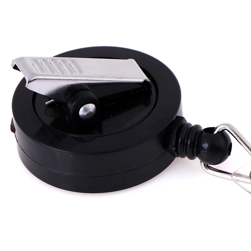 1 stk sort udtrækkelig nøglering trækkædehjul id-kort badge nøgleringholder bælteclips id-kortholder clips