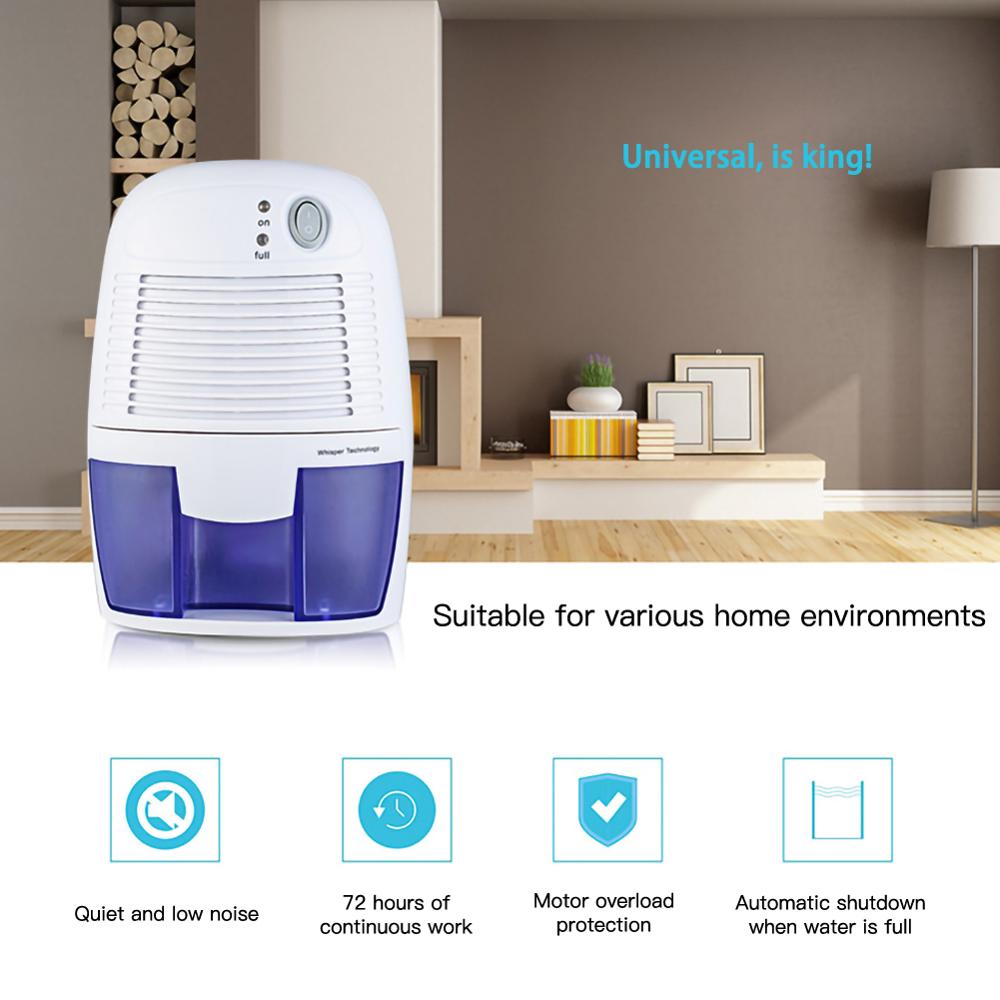 Home Dehumidifier Semiconductor Mini Moisture Absorber Air Dryer Desiccant 500ML Water Tank for Cabinet Office Kitchen Bedroom
