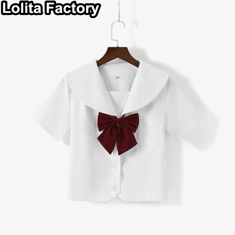 Japanese Women JK uniform red bow Short/long Sleeve School Uniforms For Girls College Sailor Pleated Skirt JK Sets Uniform
