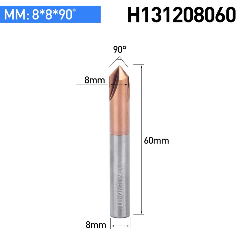 HUHAO 1PC Tungsten Carbide Straight Groove Chamfering Milling Cutter 60 /90 /120 Degrees CNC Tool For Engraving Machine End Mill: H131208060