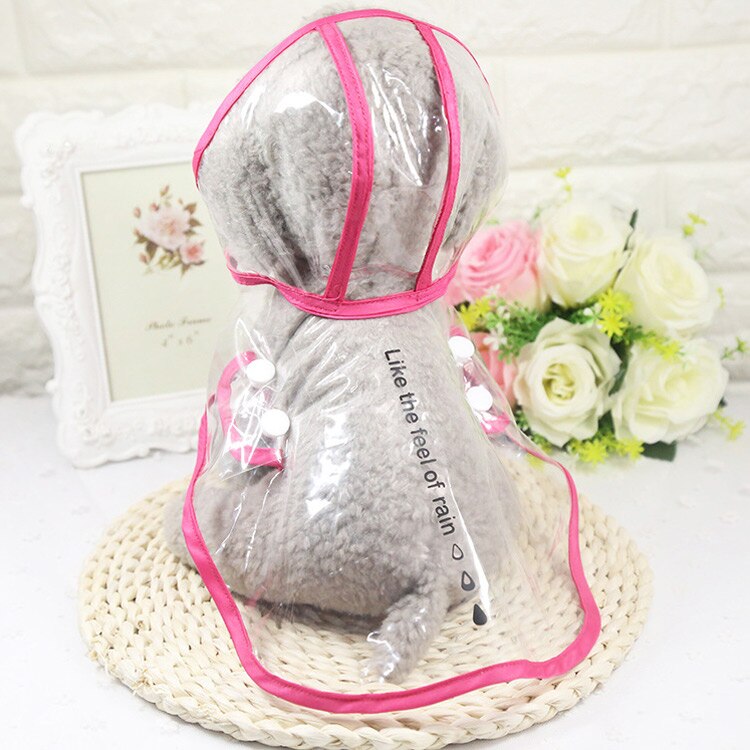 Dog Raincoat Cats Pet Clothes Transparent Rain Coat Hoody Waterproof Pets Outdoor Raincoats Small Dogs Clothing XS-2XL: Rose / XL