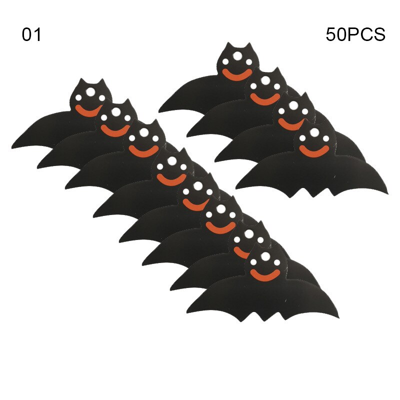 50 stk slik æske hængemærker halloween dekorationer tegneserie kranie flagermus græskar tags til børn emballage taske indretning bil bjstore: 1