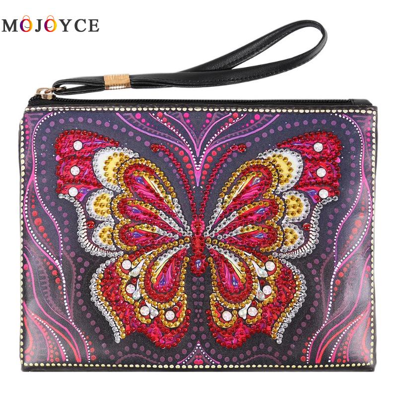 Women Wristlet Bags DIY Special Shaped Diamond Painting Zipper Wallet Women Clutch Coin Purses: Butterfly 1