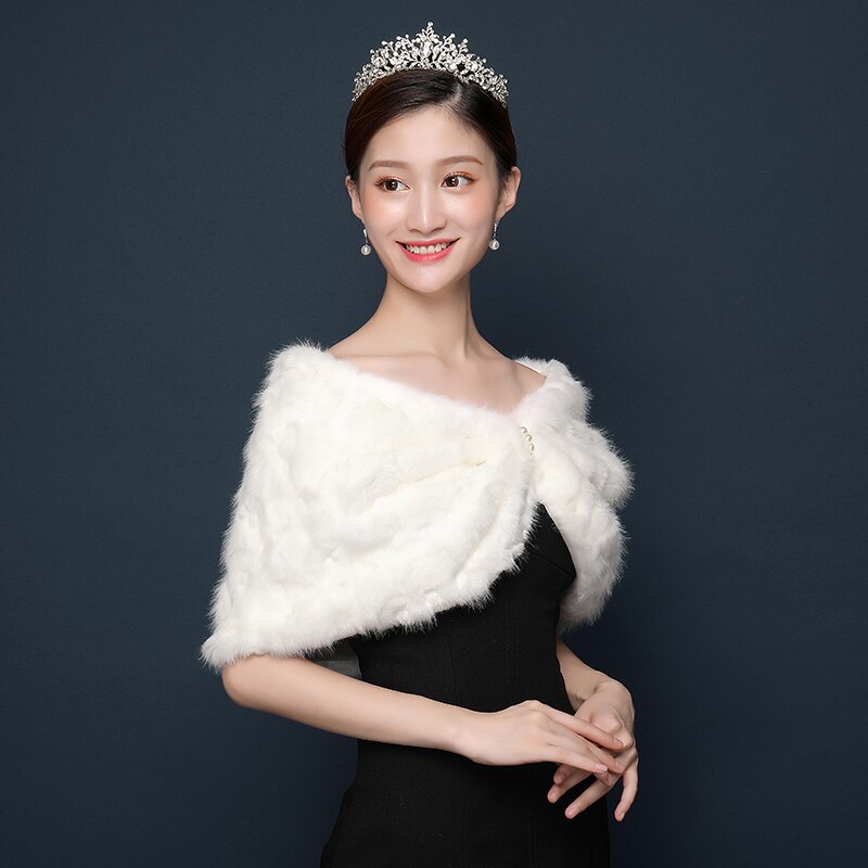neueste Braut Schal Pelz wickelt Ehe zucken Mantel Braut Winter Hochzeit Party Abend Prom Bolero Jacke Mantel Schal Weibliche