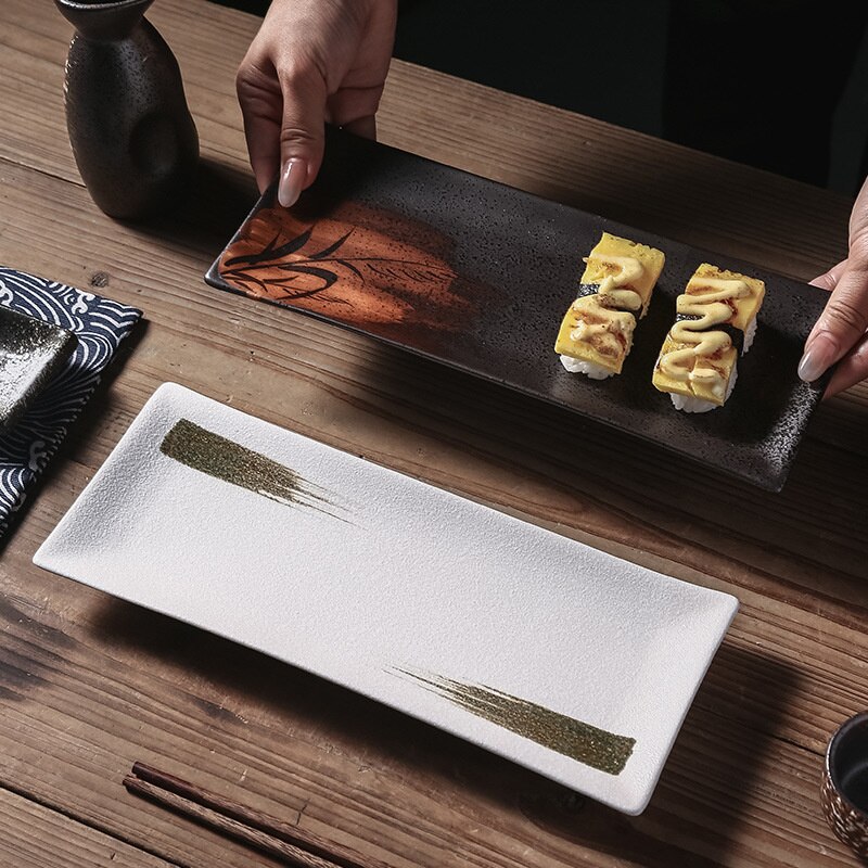 Neuheit Japanischen Sector Platte Steak Westlichen Lebensmittel Platte Keramik Platte Haushalt Porzellan Platte Geschirr Schüsseln Und Platten