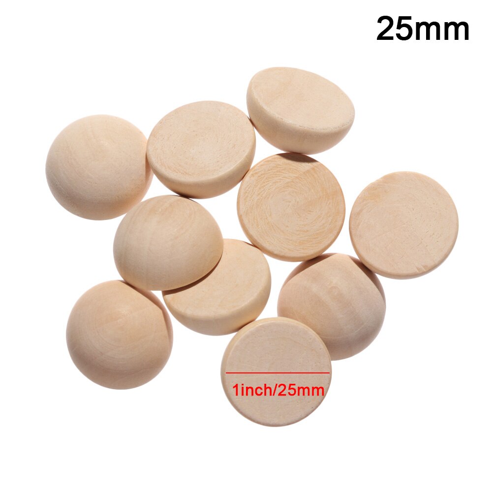5/10 Pcs Eco-Friendly Natural Half Wooden Beads Wood Half-faced Split Round Balls for Home DIY Crafts Making Unfinished Supplies: 25mm-10PCs
