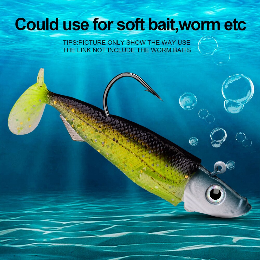 1Pc 22G 33G Vishaken Jig Vis Hoofd Multicolor Vishaken Zachte Aas Worm Weerhaken Visgerei haak Lokken