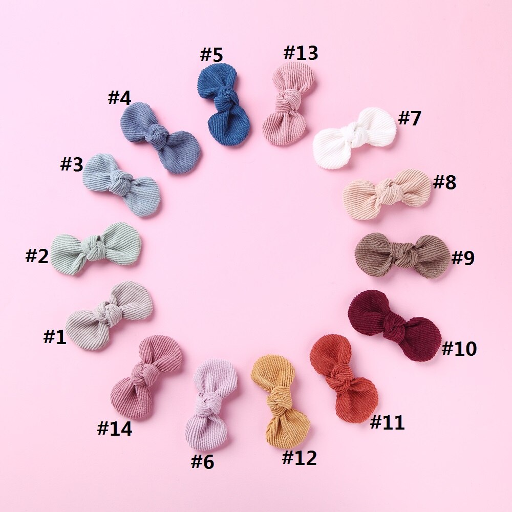 14 pz/lotto clip di capelli dell'arco del bambino per i bambini della neonata forcine di velluto a coste orecchie sveglie Barrettes bambino accessori per capelli per bambini: Default Title