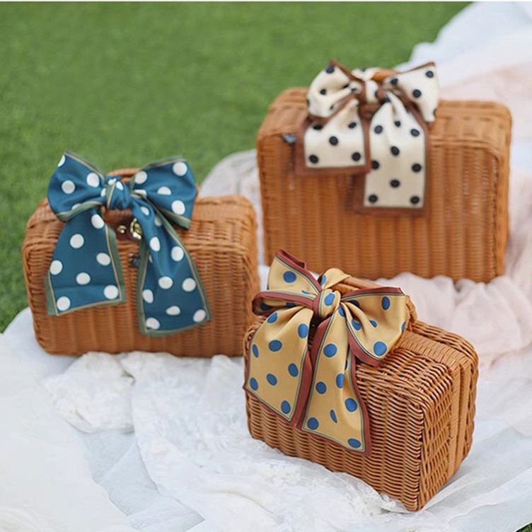 Vintage Draagbare Handgemaakte Rieten Rotan Geweven Mand Make Organizer Picknick Bagage Opslag Mand Custom-Made Hand Cadeau Mand