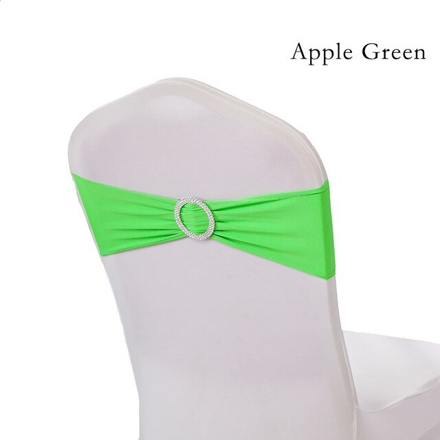 DEAREST 25PCS Spandex Chair Bands Spandex Chair Sash Stretch Lycra chair bands with buckle Wedding Decoration free Ship: green