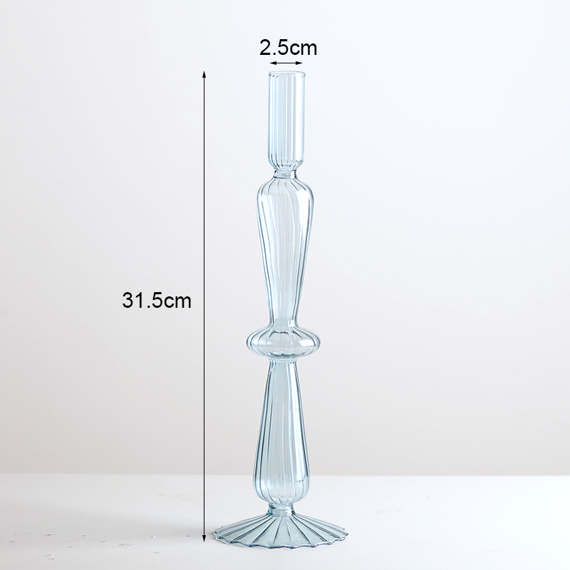 Portavelas de cristal para decoración de boda, candelabro de Color hecho a mano, florero, centro de mesa, decoración nórdica Vintage para el hogar: Amarillo claro