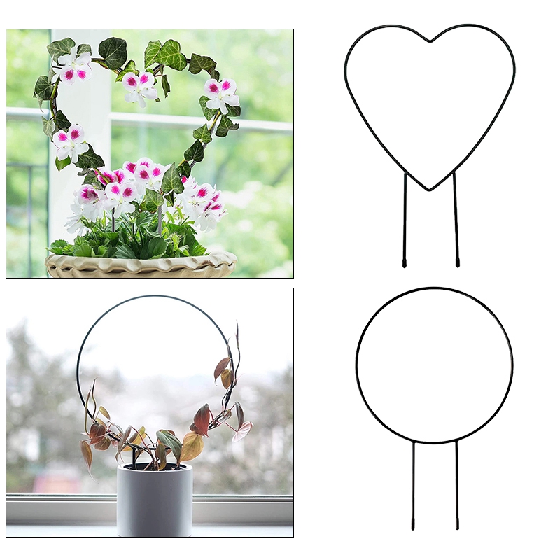 Stativ til 1pc haveplanter, rundt klatrestativ til vinranker, hjerteformet espalier til blomsterplanter, haveindretning