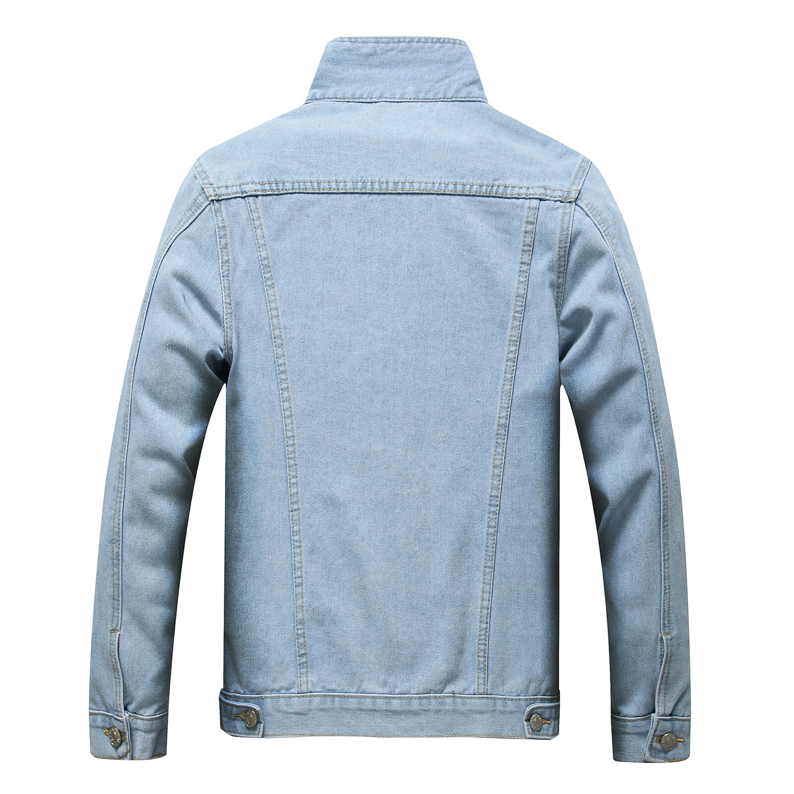Chaqueta vaquera de manga larga para hombre, abrigo informal con personalidad, Color sólido, con cuello rasgado y bolsillo