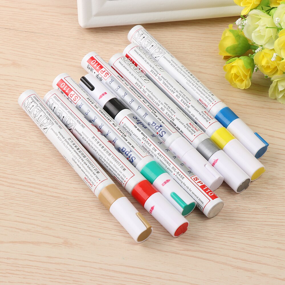 1 Pc Universele Waterdichte Pen Autoband Loopvlak CD Metalen Permanente Verf Markers 8 Kleuren Graffiti Vette Marker Pen