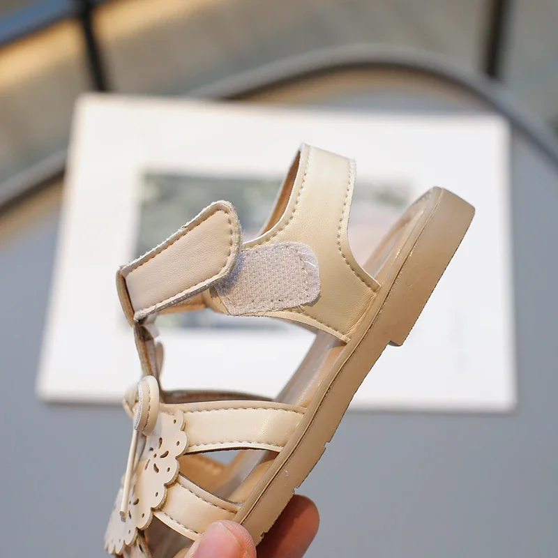 Sandalias de bebé para niñas, zapatos suaves Beige con lazo de verano para caminar para niñas de 2 a 12 años, sandalias antideslizantes de rosa para niños, zapatos de bebé
