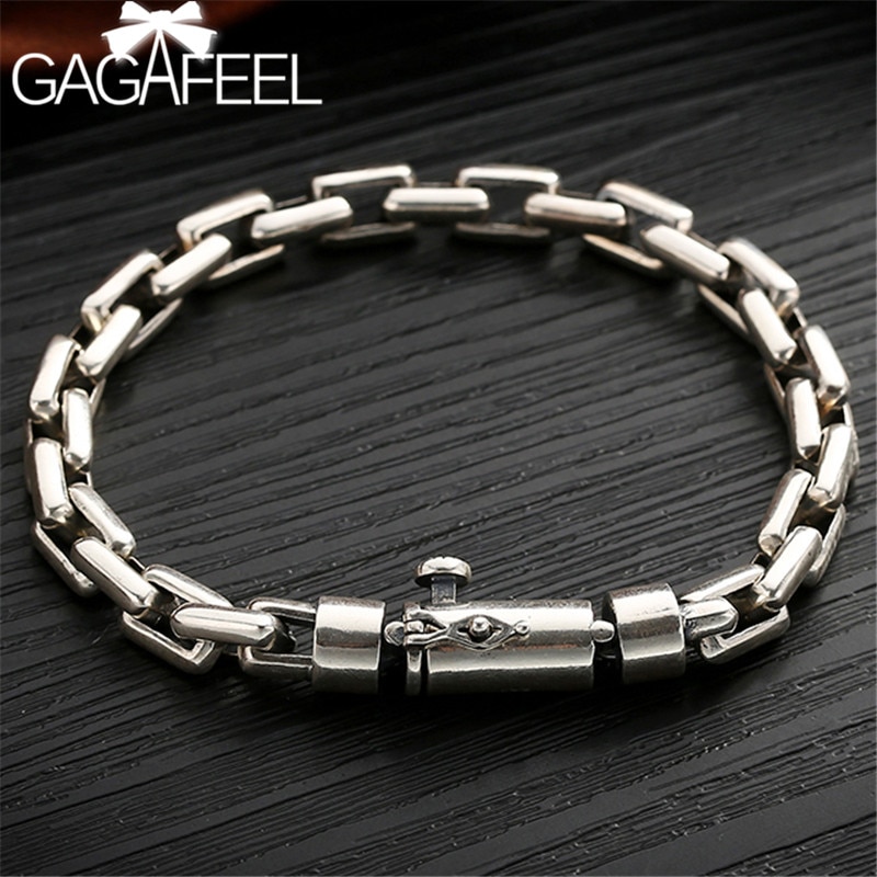 Gagafeel 6/8 Mm Mannelijke Armband 925 Sterling Zilveren Sieraden Punk Armbanden Armbanden Voor Mannen Mannen Mode-sieraden