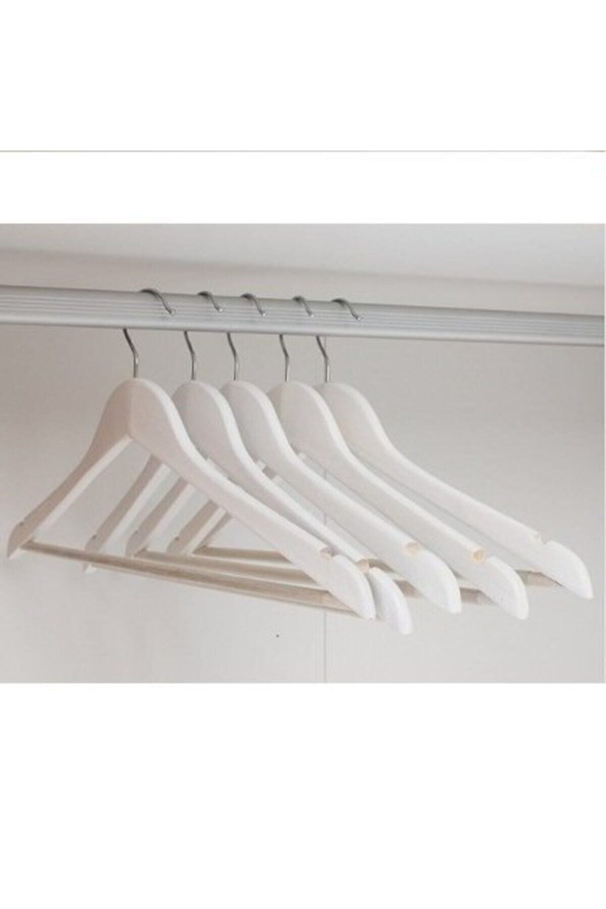 12Adet Hout Look Wit Plastic Hanger, Kleerhanger Ruimtebesparende Kleerhangers Broek Hangers Huishoudelijke Product