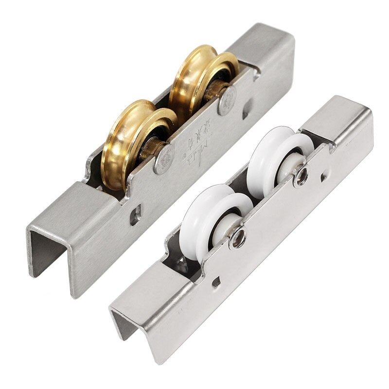 Puerta corrediza de vidrio sin marco para balcón, polea de ventana de acero y plástico, rueda cóncava, rodillo de nailon silenciado, pieza de Hardware