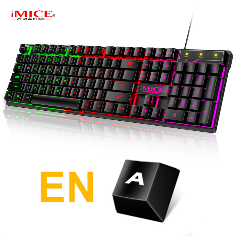 Gamer Keyboard And Mouse PC Gaming Keyboard RGB Backlit Keyboard Rubber Keycaps Wired Russian Keyboard Mouse Gamer Gaming Mouse: EN Keyboard Only