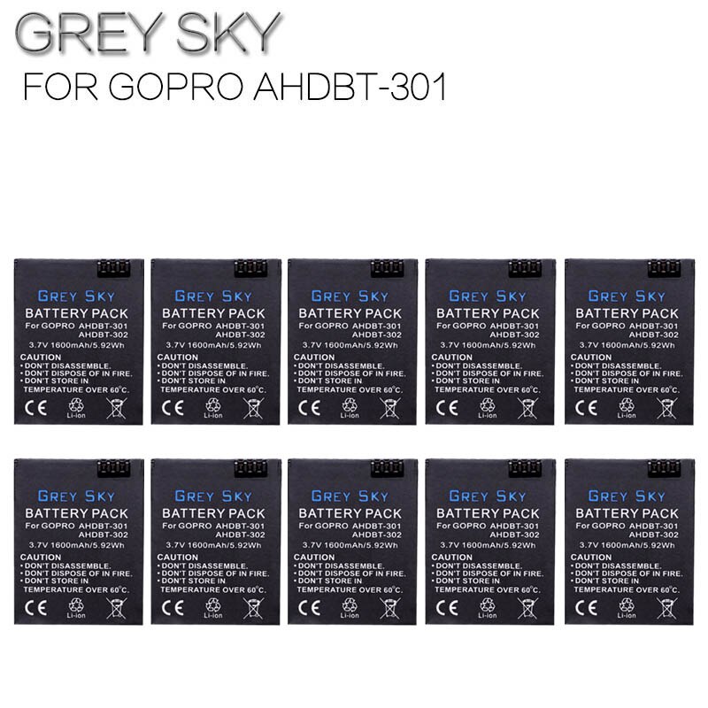 1600mAh AHDBT-301 Battery for Go Pro Hero 3 3+ gopro3 gopro 3 Hero3 Battery Black Edition White Silver Edition HD camera: 10 battery