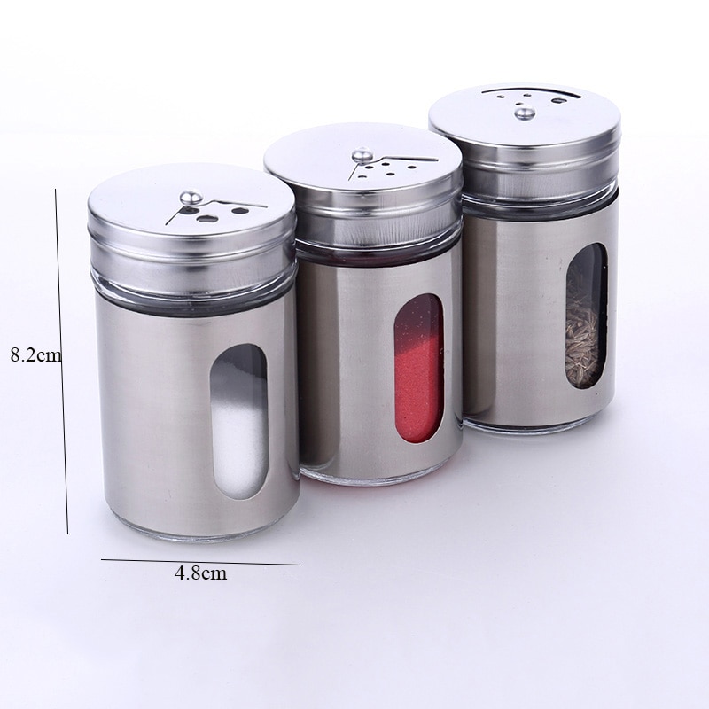 Stainless Steel Spice Shaker Jar Sugar Salt Pepper Herbs Toothpick Storage Bottle BBQ Spice Storage Bottle Cooking Seasoning Tin