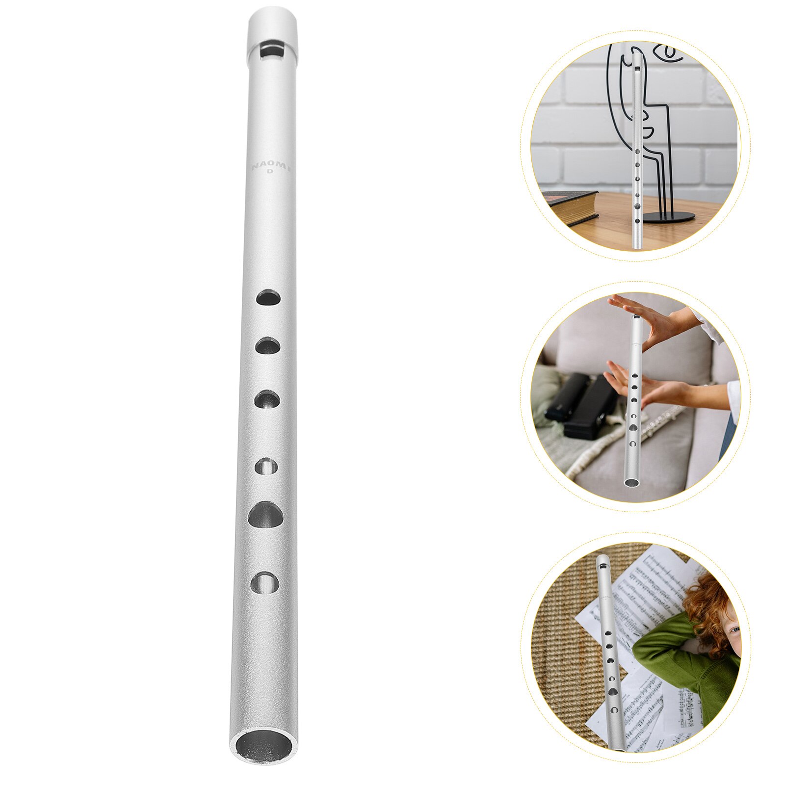 1pc Soprano Recorder Aluminum Alloy Clarinet Instrument Musical Instrument (Silver)