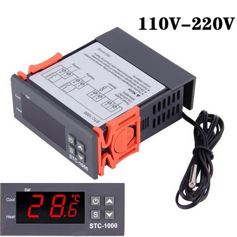 Termostato Digital LED para incubadora, instrumento de Control de temperatura, relé termorregulador, incubadora de calefacción para enfriamiento electrónico: 110-220V